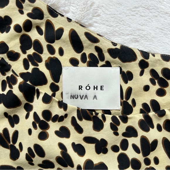 Róhe Leopard One Shoulder Pleated Puff Statement Sleeve Blouse, ROHE, XS, 34 - Picture 10 of 12